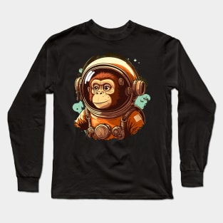 cute monkey astronaut Long Sleeve T-Shirt